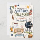 Verjaardagsgrill & Chill BBQ-uitnodiging Kaart (Voorkant)