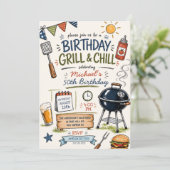 Verjaardagsgrill & Chill BBQ-uitnodiging Kaart (Staand voorkant)