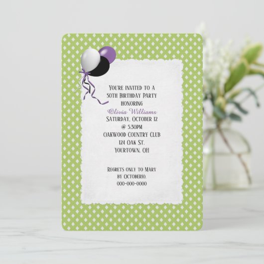 verjaardagsgroen en wit patroon kaart (Staand voorkant)