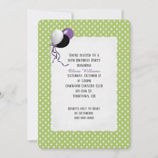 verjaardagsgroen en wit patroon kaart (Voorkant)