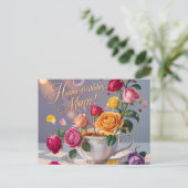 Verjaardagsgroet aan moeder met rozen briefkaart (Staand voorkant)