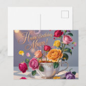 Verjaardagsgroet aan moeder met rozen briefkaart (Voorkant / Achterkant)