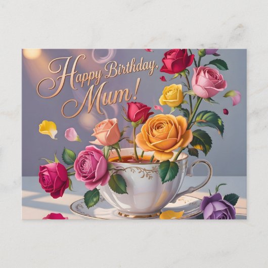 Verjaardagsgroet aan moeder met rozen briefkaart (Voorkant)