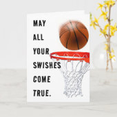 Verjaardagsgroet basketbal kaart (Gele Bloem)