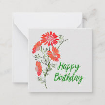 Verjaardagsgroet kaart met oranje bloemen