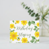 Verjaardagsgroet met bloemen ansichtkaart briefkaart (Staand voorkant)