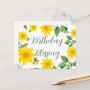 Verjaardagsgroet met bloemen ansichtkaart briefkaart