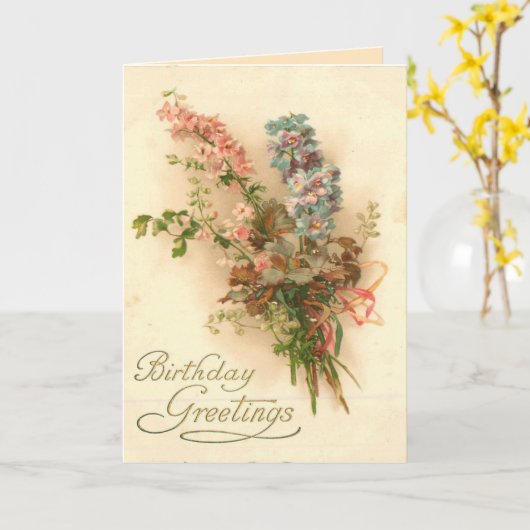  verjaardagsgroet met bloemenboeket kaart (Gele Bloem)