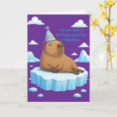 Verjaardagsgroet met capybara-chill kaart (Gele Bloem)