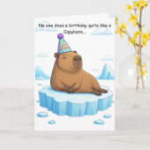 Verjaardagsgroet met capybara-chill kaart (Gele Bloem)