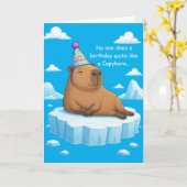 Verjaardagsgroet met capybara-chill kaart (Gele Bloem)