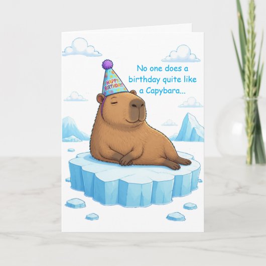 Verjaardagsgroet met capybara-chill kaart (Voorkant)