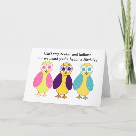 Verjaardagsgroet met cute uil kaart (Voorkant)