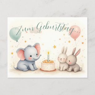 Verjaardagsgroet met dierenvrienden feestdagenkaart
