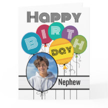 Verjaardagsgroet neef typografie ballonnen