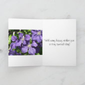 Verjaardagsgroet Paarse Clematis Kaart (Binnen)