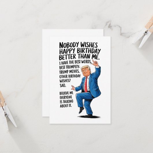 Verjaardagsgroet Trump Kaart (Voorkant / Achterkant in situ)
