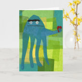 Verjaardagsgroet van de kleine octopus kaart (Gele Bloem)