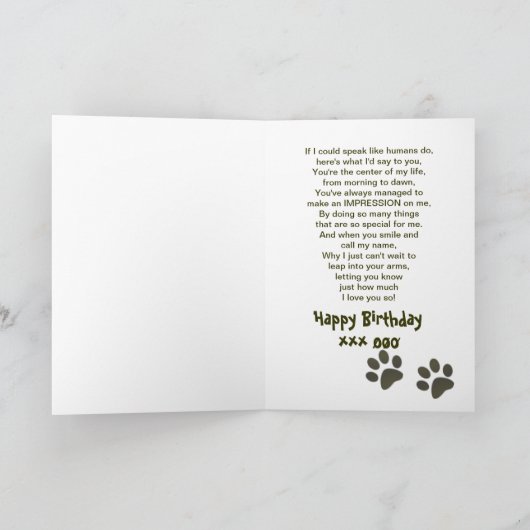 Verjaardagsgroet VAN PET - PAW IMPRESSIONS Kaart (Binnen)