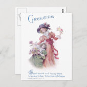 Verjaardagsgroet van vrouw en meisje briefkaart (Voorkant / Achterkant)