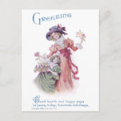 Verjaardagsgroet van vrouw en meisje briefkaart (Voorkant)