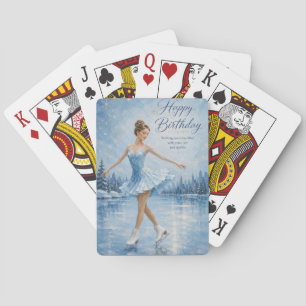 Verjaardagsgroet voor een elegante kunstschaatser pokerkaarten
