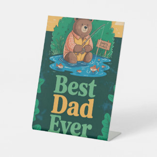Verjaardagsgroet voor Vaderdag met knuffelbeer die Reclamebord Met Voetstuk