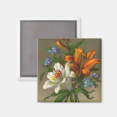 Verjaardagsgroeten met leliebloemen in vintage sti magneet (Voorkant / Achterkant)