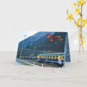 Verjaardagsgroeten - Swiss Railway rijtuigen Kaart (Gele Bloem)