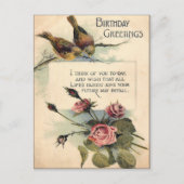 Verjaardagsgroeten uit het verleden 1917 Rozen Briefkaart (Voorkant)