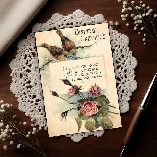 Verjaardagsgroeten uit het verleden 1917 Rozen Briefkaart
