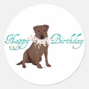 Verjaardagsgroeten voor Labrador Retriever Ronde Sticker