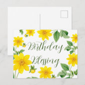 Verjaardagsgroetkaart met bloemen briefkaart (Voorkant / Achterkant)