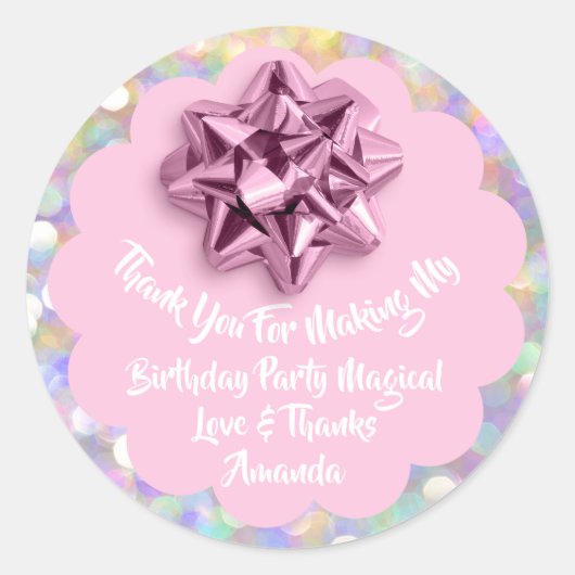 Verjaardagsgunst Baby shower roze lint uniek Ronde Sticker (Voorkant)