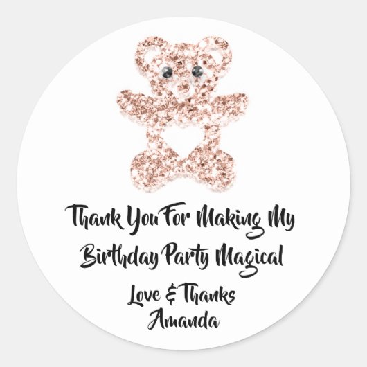 Verjaardagsgunst Bruin Hart Baby Sweet Beer Ronde Sticker (Voorkant)