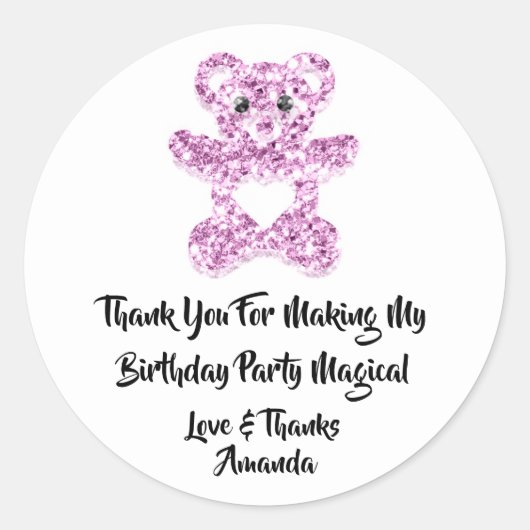 Verjaardagsgunst Paarse VioleHeart Baby Sweet Beer Ronde Sticker (Voorkant)