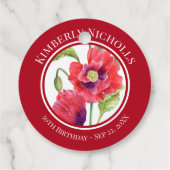 Verjaardagsgunst Rode klaprozen Bloemencirkel Bedankjes Labels (Achterkant)