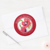 Verjaardagsgunst Rode klaprozen Bloemencirkel Ronde Sticker (Envelop)
