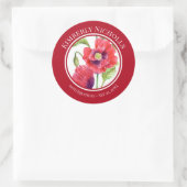 Verjaardagsgunst Rode klaprozen Bloemencirkel Ronde Sticker (Tas)