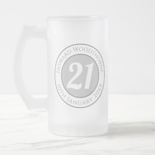 Verjaardagsherdenking met naam, leeftijd en datum matglas bierpul (Links)