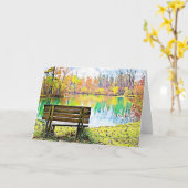Verjaardagsherfst verlaat Autumn Park Bench Serene Kaart (Gele Bloem)