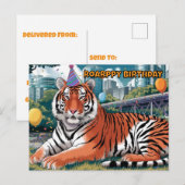 verjaardagshoed dragende Bengaalse tijger ligt nee Briefkaart (Voorkant / Achterkant)