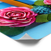 Verjaardagshond met cake en ballonnen poster (Hoek)