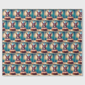 Verjaardagshond met taart cadeaupapier (Vlak)