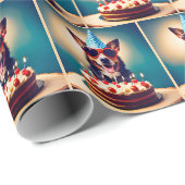 Verjaardagshond met taart cadeaupapier (Rol Hoek)
