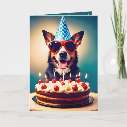 Verjaardagshond met zonnebril kaart (Voorkant)