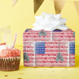 Verjaardagshond Tags voor een militair Cadeaupapier