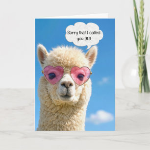 Verjaardagshumor Alpaca in roze hartbril Kaart