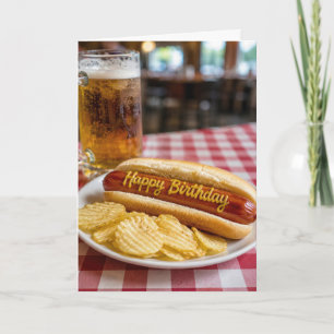 Verjaardagshumor met Hotdog en Bier Kaart