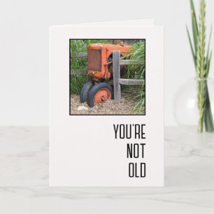 Verjaardagshumor met oude vintage tractor kaart